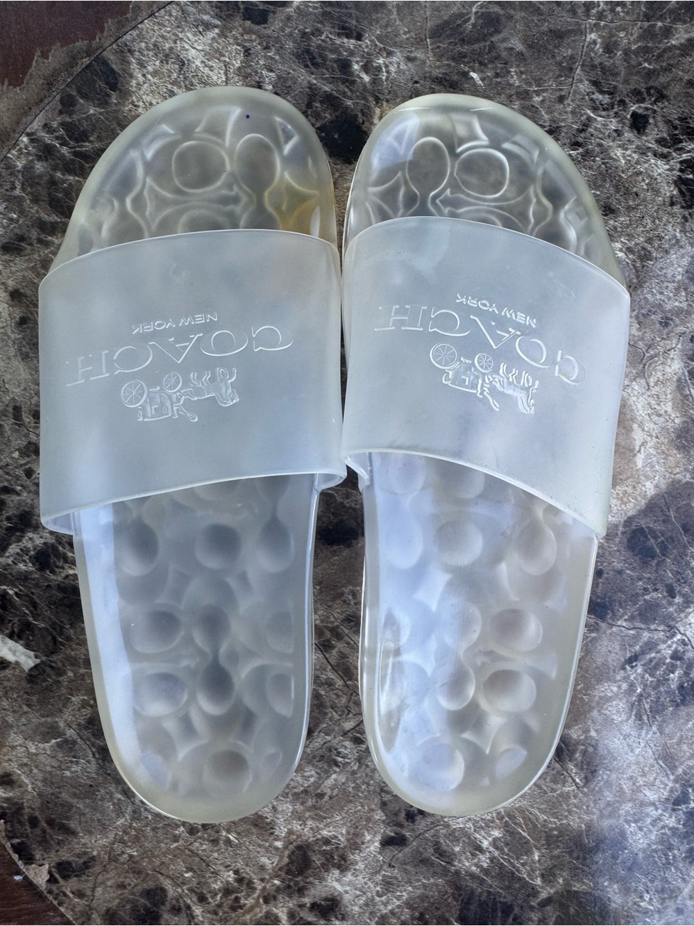 Coach Kids Frosted Clear Slide Sandals